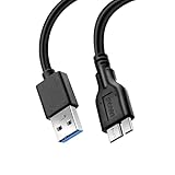 Micro B Cable, 1ft /35cm USB 3.0 A Male to Micro USB 3.0 Sync Cord,Data Wire for Samsung, My Passport and More External Hard Drive(Black)