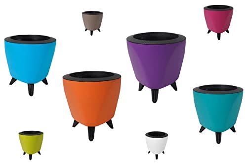 Image of Garden Art (Pack of 2 Indoor Outdoor Self Watering Planter Home Living Room Office Tabletop Decorative Plastic Flower Pot 5.1 Inch (Blue, 2) PPLAB