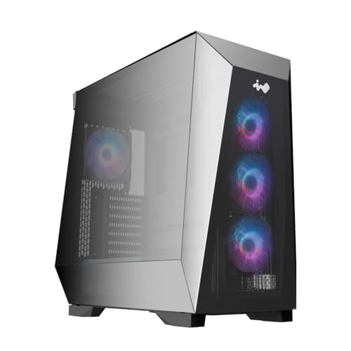 Gabinete para PC InWin Prism Mid Tower para juegos - Compatible con ATX y Mini-ITX - Vista panorámica ultra ancha - Soporta GPU hasta 435 mm - Incluye 4 ventiladores ARGB de 120 mm preinstalados (IW-CS-PRISMBLK-4VX120) miniatura 1