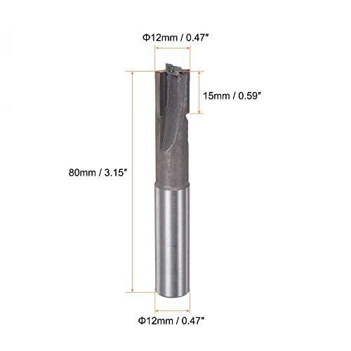 Image of uxcell Square Nose End Mill, 12mm Cutting Dia Tungsten Carbide Tip 3 Straight Flutes Milling Cutter with 12mm Straight Shank