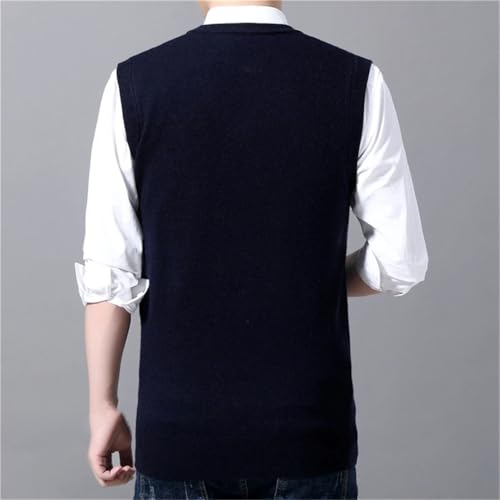 Men's Knitted Sweater Vest V-Neck Solid Color Business Casual Sleeveless Pullover Outwear3