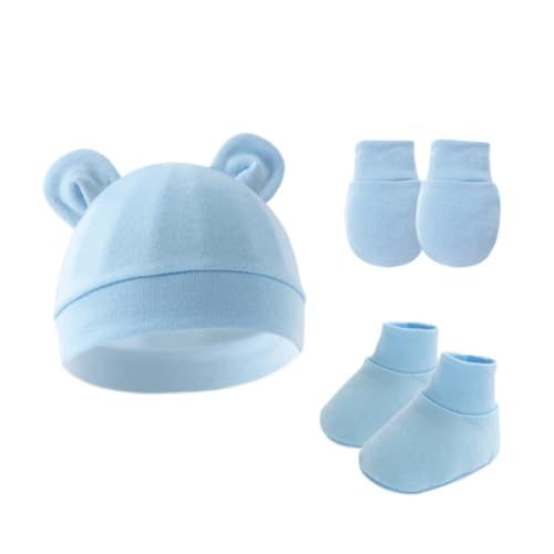 WISREMT Newborn Hats Mittens and Socks Set Hospital Beanie Hat No Scratch Gloves and Ankle Socks for Infant Baby Boy Girl
