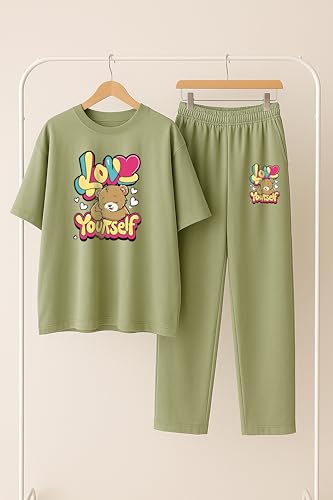 Image of My Swag Womens Printed Nightwear Set | Printed T-Shirt & Lower Set for Womens&Girls
