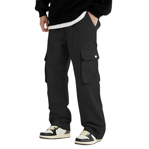 FQZWONG Men's Casual Cargo Pants Stretch Workout Tactical Pants with Multi Pockets Loose Fit Outdoor Sport Hiking Pants