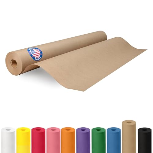 Brown Paper Roll 24 x 1200 (100 feet) - USA-Made Thick Kraft Paper Roll 50lb Thickness for Packing Moving Shipping & Crafts/Arts - 100% Recycled Natural Craft Wrapping Material by IDL Packaging