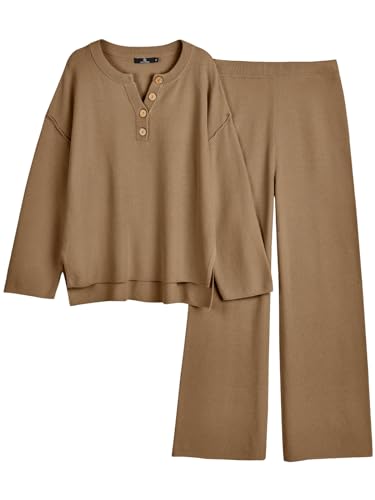 Image of LILLUSORY Women's 2 Piece Lounge Sets Oversized Slouchy Matching Cozy Knit Sets
