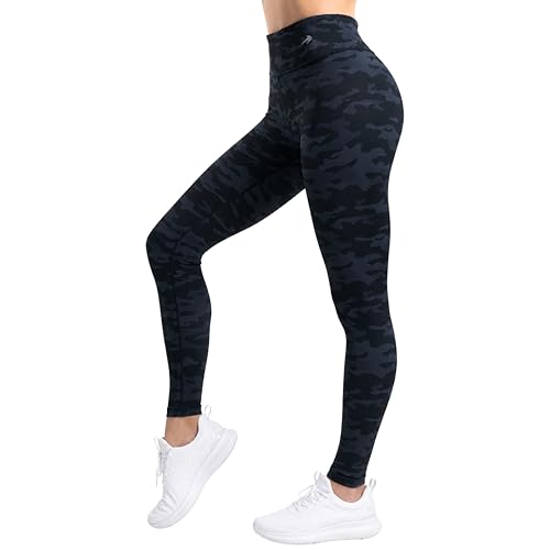 CompressionZ Womens Compression Leggings High Waisted Performance Shaping Gym Pilates Travel Yoga Workout Pants Camo Black 3X-Large