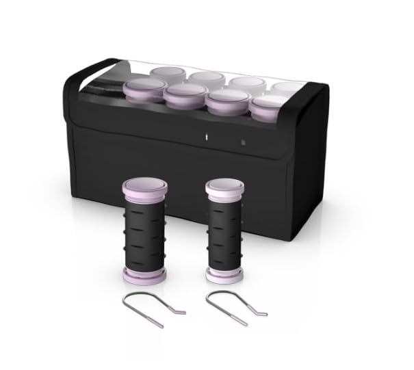 Remiingtons-Compact Ceramic Hot Hair Rollers - 1.25" Travel Size Set with Anti-Static Technology, Ionic Infusion, in Sleek Black - 10 Piece Kit Pack of 1