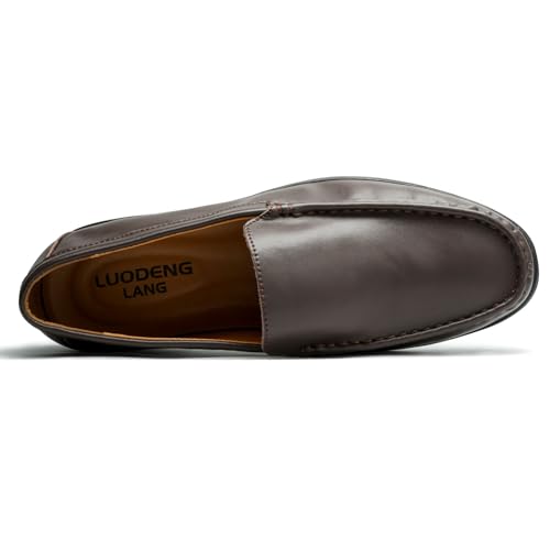 Image of Men's Loafers Casual Leather Slip-On Oxfords Driving Shoes Dress Soft Comfortable & Light-Weight Black
