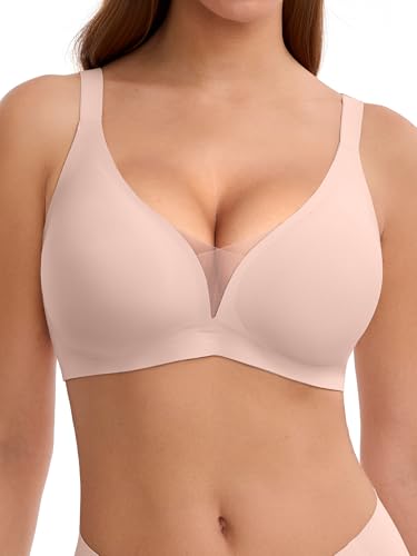 Image of LUCKMEEY Bras for Women No Underwire Deep V Wireless Bra Push Up Seamless Bras Full Coverage Bralettes Everyday Bra