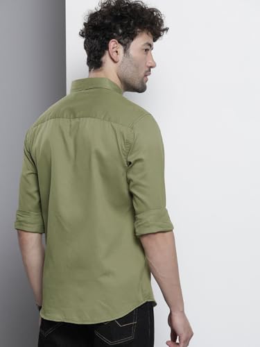 Image of The Indian Garage Co Men Slim Fit Placement Embroidered Full Sleeves Cutaway Collar Casual Shirt