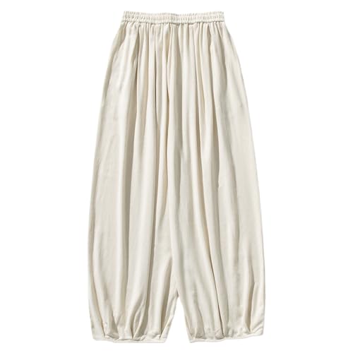 Pantalones de algodón y lino elásticos con caída premium masculina 3