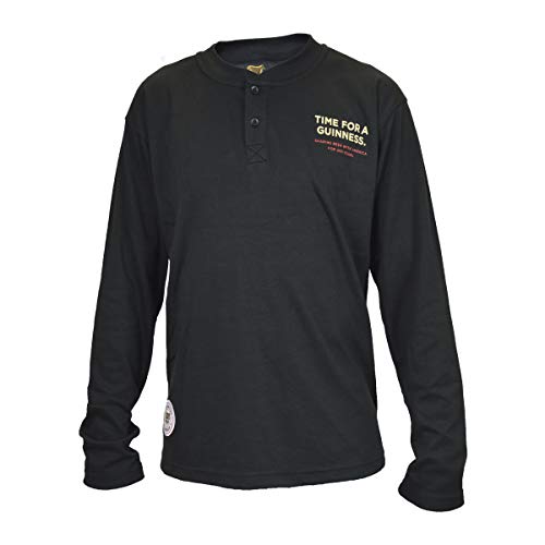 Guinness Limited Edition Long-Sleeve Black Henley Tee with Rushmore Back Print (XX-Large)