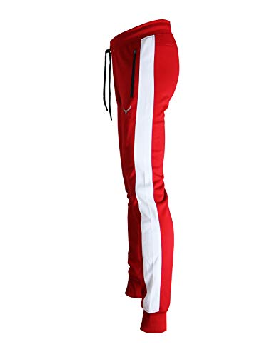 Image of Screenshot SPORTS-A4053 Mens Premium Slim French Terry Spandex Fleece Pants - Athletic Jogger Fitness Workout Gym Zipper Pockets