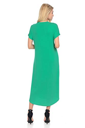 iconic luxe Women's A-Line Short Sleeve Midi Dress Small Green