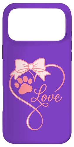 Cute Dog Pawprint Coquette Bow Love Dogs Paw Print for Girl X}zP[X iPhone 17 Pro Max p