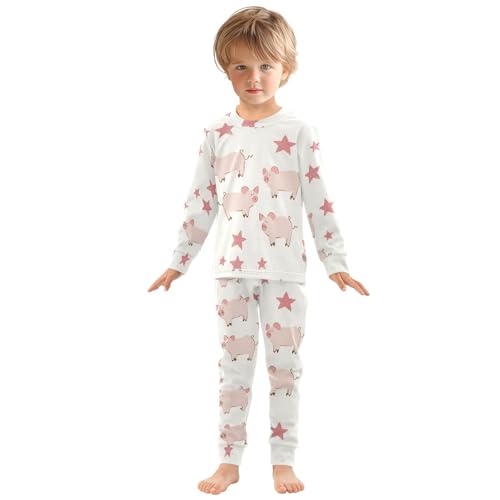 Fustylead Hand Draw Stars and Cute Piggy Cotton Pajamas, Snug Fit Long Sleeve Soft Sleepwear Pjs3
