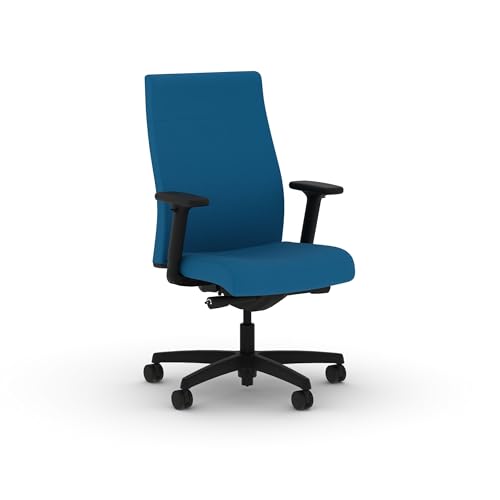 Image of HON Ignition 2.0 Ergonomic Office Chair with Adjustable Arms, Advanced Synchro‑Tilt Recline, Upholstered Desk and Computer Chair for Home Office or Workstation, Black Frame, Peacock