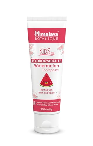 Himalaya Botanique Kids Nano Hydroxyapatite Toothpaste Fluoride Free Toothpaste to Support Enamel Strength & Integrity Great for Sensitive Teeth SLS Free & Vegan Watermelon Flavor 4 oz
