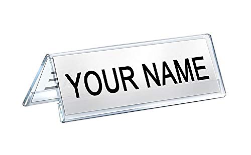 Shuban Acrylic 2-Sided Display Option V-Shaped Desk Name Plate for Name Plate Display for Business Conference, Reusable Table Place-Cards Holders for Wedding Restaurant and School (08 Inch x 2 Inch-30