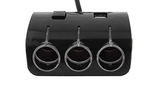 SEMAPHORE Cigarette Lighter Adapter 3 Socket Splitter with Blue LED Dual USB Car Charger(Black) for Audi RS7