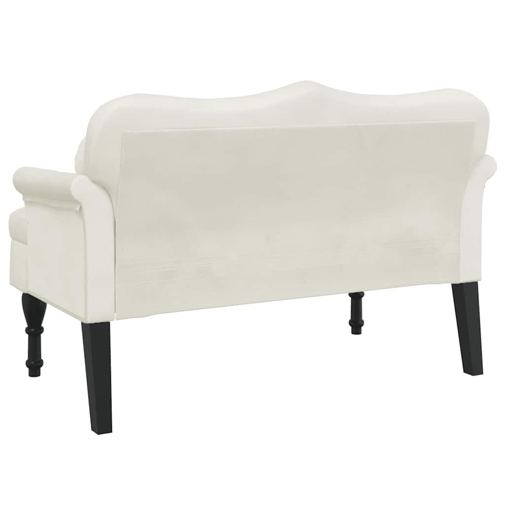 vidaXL Banc avec Coussins, Canapé avec Accoudoir et Dossier, Banquette avec Pieds en Bois, Siège de Salon Salle de Séjour, Crème Velours