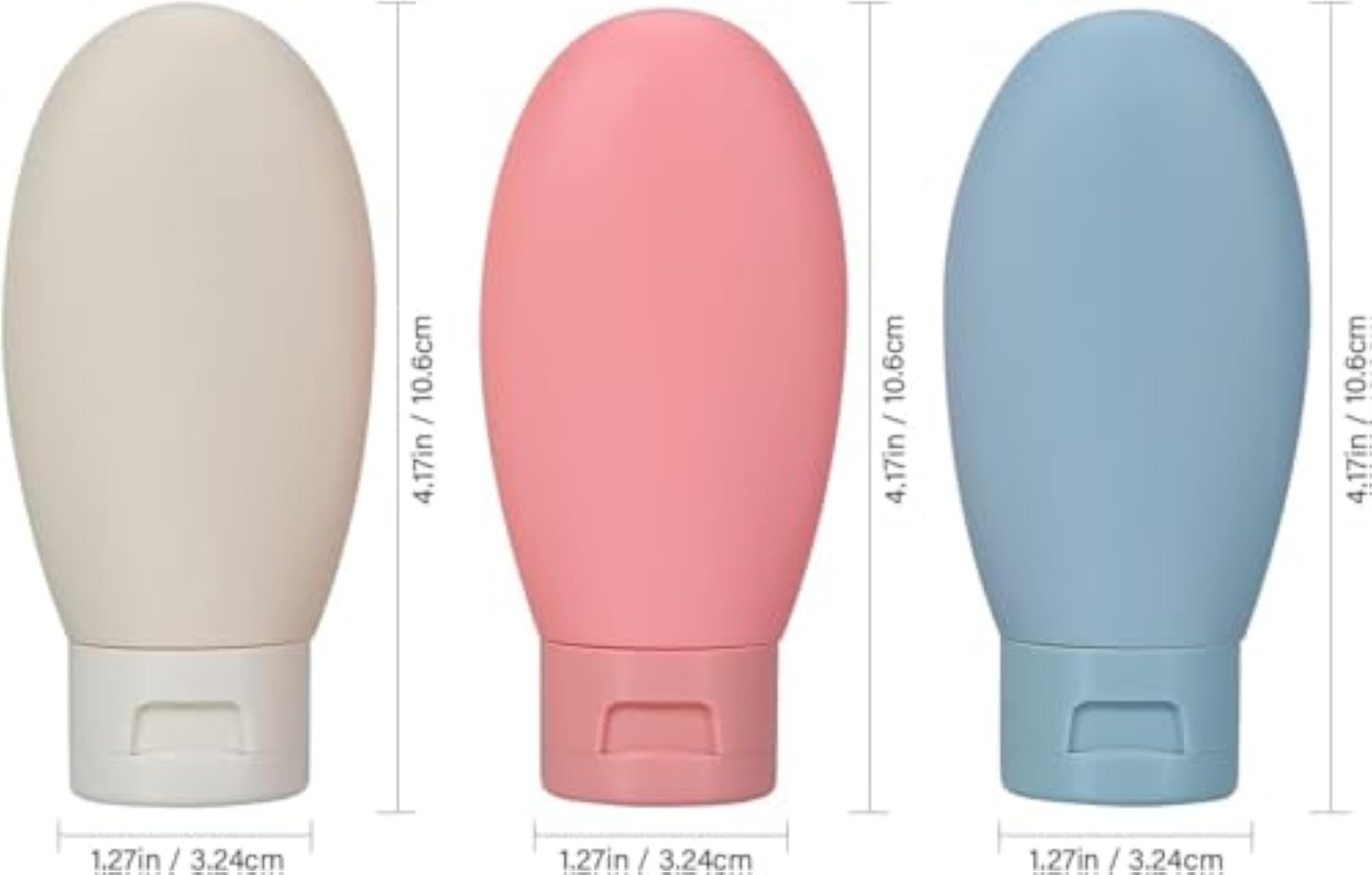 3Pcs Refillable Squeezable Travel Bottle Set, 60ml