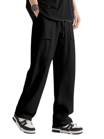 Men’s Relaxed Fit Pants Baggy Trousers Wide Leg Elastic Waist Drawstring Casual Korean Streetwear Track Pants Comfortable Daily - 1 Pc.-picture-40