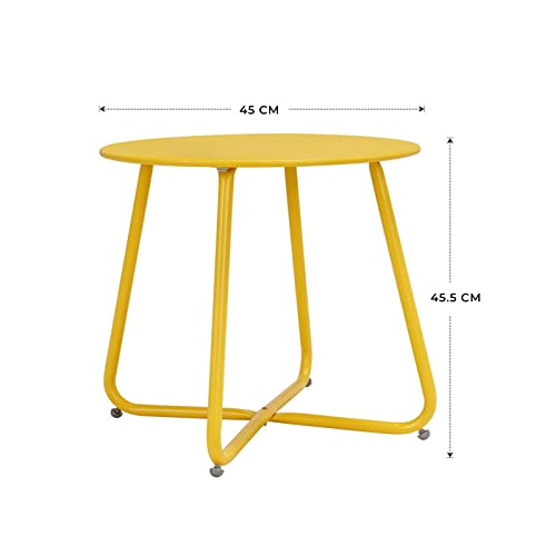 Grand patio Outdoor Side Table Small Table Round End Table Garden Table Lightweight Snack Table for Outdoor Garden Hallway Bedroom Living Room Terrace Balcony -Yellow - Image 3