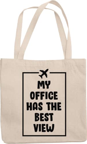 My Office Has The Best View. Aircraft Pilot & Flight Attendant Themed Reusable Tote Bag For Airplane Pilots, Attendants, Cabin Crew, Aviators, Captain, Navigators, Aerialist, And Aeronauts