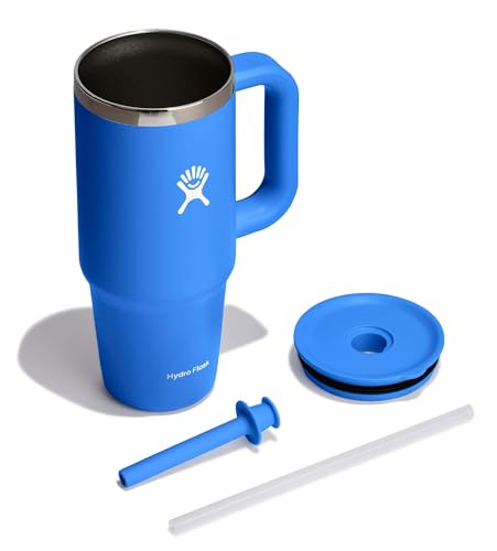 Image of Hydro Flask Travel Tumbler with Handle, Lid and Straw - Insulated Stainless Steel in 24 Oz Cascade