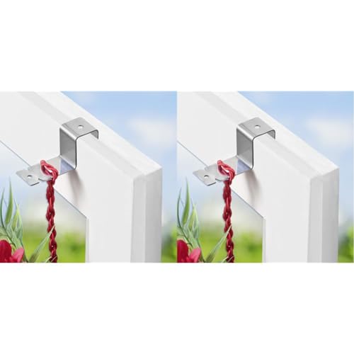 Maximex, Edelstahl, Fensterhaken 2er Set, für Fensterrahmen bis 1,8 cm geeignet, einfache Dekoration von Fenstern und Türen, kein ankleben nötig (Packung mit 2) Maximex, Edelstahl, Fensterhaken 2er Set, für Fensterrahmen bis 1,8 cm geeignet, einfache Dekoration von Fenstern und Türen, kein ankleben nötig (Packung mit 2)