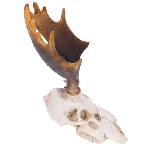 Outanaya Reptilienunterkunft aus Kunstharz in Hirschschädel Form Glatte Oberfläche Ungiftig Terrariendekoration für Amphibien und Reptilien