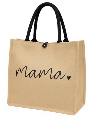 Generisch Jute Tasche mit Buchstabendruck 'Mama'/Praktische Einkaufstasche/stilvolle Jute Shopper Tasche personalisiert/ideal als Muttertagsgeschenk/jutetasche shopper/mama tasche/jutebeutel