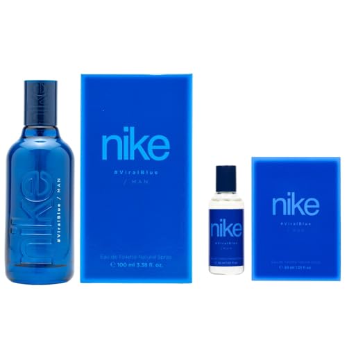 NIKE - Viral Blue Promoción 100 ml + 30 ml, Colonia Hombre, Pack 2 Productos, Perfume Formato Spray, Eau de Toilette Natural y Masculina, Aroma Cítrico, Fragancia Fresca