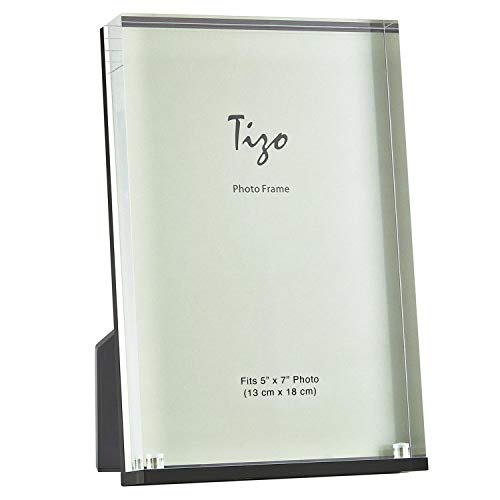 TIZO Design Vertical 5x7 Lucite Picture Frame Durable 1 Inch Thick Clear Lucite & Magnetic Closures Elegant & Practical Boutique Quality Photo Frame (Multiple Colors Available)
