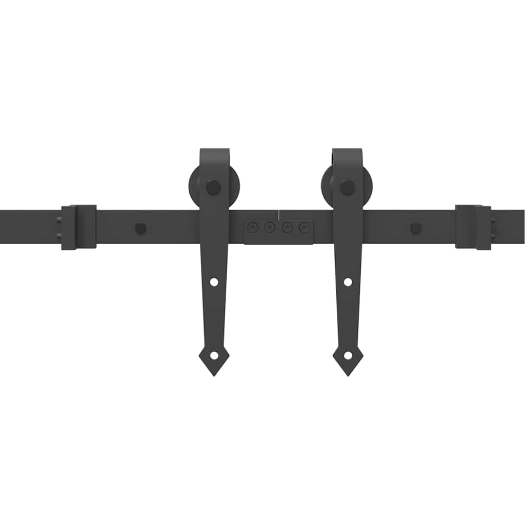 Juego de herrajes para puerta corredera, acero negro, 427 cm, con topes y ruedas, accesorios de montaje para puerta de granero, repuesto para puerta principal, puerta de habitación, puerta de