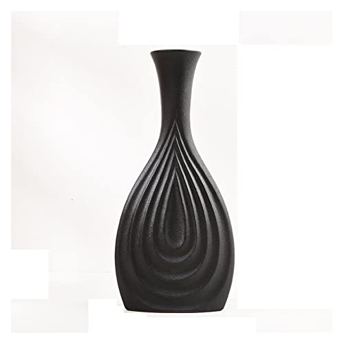 Jarrones Jarrón de cerámica Negro Nórdico, diseño Simple y Creativo de Porcelana Mate, decoración Hecha a Mano, Adorno for Sala de Estar jarrones para Flores(Grande)