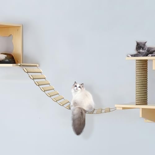 Escalera y puente para gatos 40in en madera miniatura 5