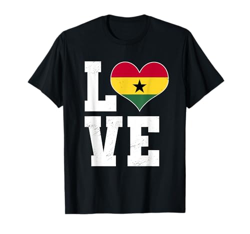 Amore Ghana Africa Ghana Bandiera Cuore Maglietta