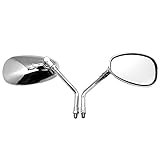 BMWenQiang Motorcycle Mirror for Honda for Kawasaki 1 Pair Motorcycle Rearview Mirrors Aluminum Clear Glass Mirror 10mm Chrome Retroviseur Moto Guidon