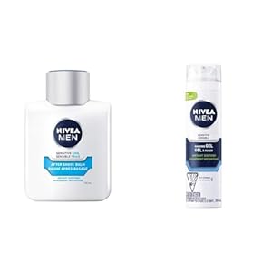 NIVEA Men Sensitive Skin Cooling After Shave Balm (100mL), Aftershave for Sensitive Skin & Men Sensitive Skin Shaving Gel (200mL), Shaving Gel for Sensitive Skin