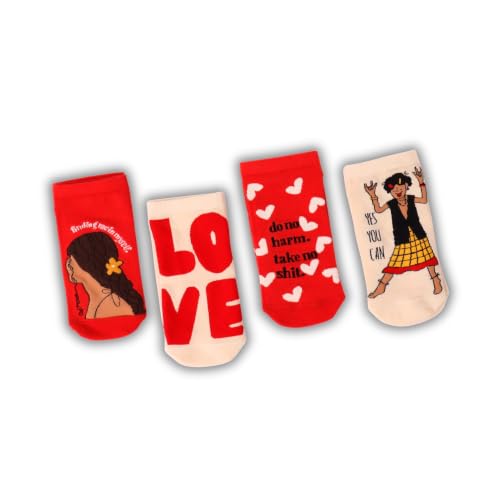 Image of THELA GAADI Girl Power - Pure Cotton Quirky Socks for Women | Funky Cute Ankle Socks for Girls & Women | Odour Free, Breathable & Free Size