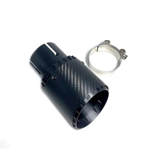 Tubo de escape de coche negro de 60mm a 101mm con punta de fibra de carbono mate