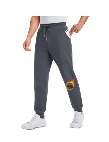 MAGCOMSEN Men's Fleece Joggers Winter Thermal Warm Pants Thicken Fleece Lined Athletic Casual Sweatpants with 3 Pockets