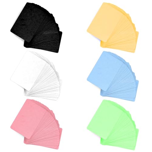 300 tarjetas kraft en blanco, fichas, tarjetas de papel en blanco, tarjetas de visita, tarjetas de aprendizaje, tarjetas de memoria, postales para su propio, negro/blanco/rosa/amarillo/azul/verde