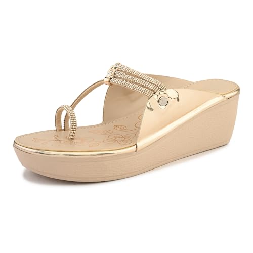 Image of Centrino Women's Wedge Heel Sandals | Stylish Slip-On Sandals for Ladies | Soft Cushioned Footbed for Comfort | Elegant & Trendy Design | Lightweight and Durable Fashion Footwear (9409)