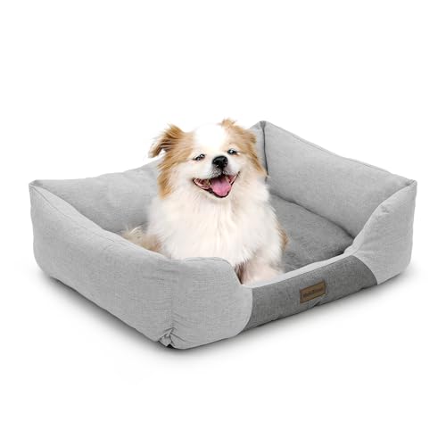 MoNiBloom 27'x21'x7' Dog Beds for Medium Small Dogs Machine-Washable Linen-Like Fabric Pet Beds...