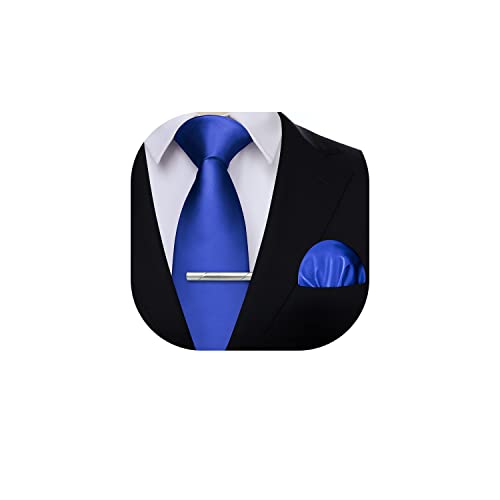 HISDERN Cravate Homme Bleu Royal Formelle Élégante Classique Ensemble de Cravates et Mouchoir et...