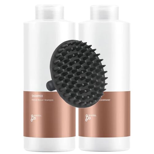 Fusion Shampoo and Conditioner Fusion Intense Repair Shampoo and Conditioner 1 Liter Duo and M Hair Designs Scalp Massager Brush (Bundle)